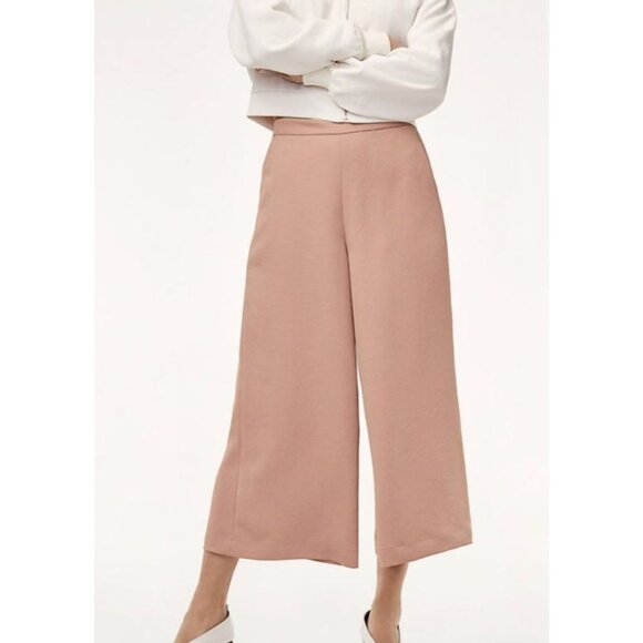 Aritzia WILFRED Lalemant Black Basketweave Wide Leg Culottes Crop Pants, Size 6A - Picture 10 of 11